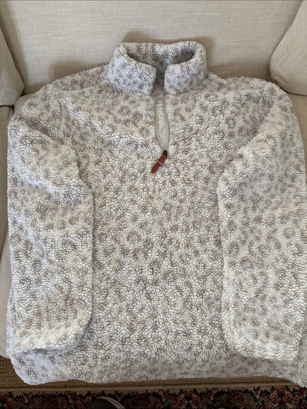 Women's Cream Sherpa Quarter-Zip Turtleneck Sweater